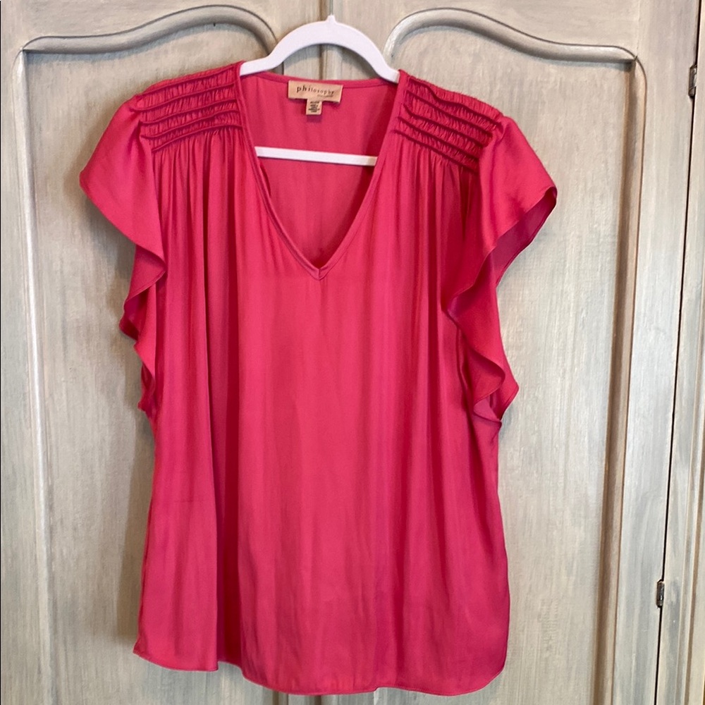 Philosophy Pink Blouse with Ruffled Sleeves